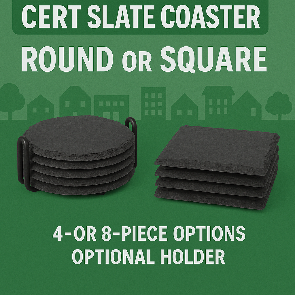 CERT Slate Coaster Set – Round or Square